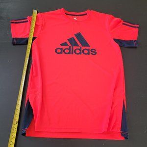 Adidas Climacool tee shirt Youth large Orange Navy logo